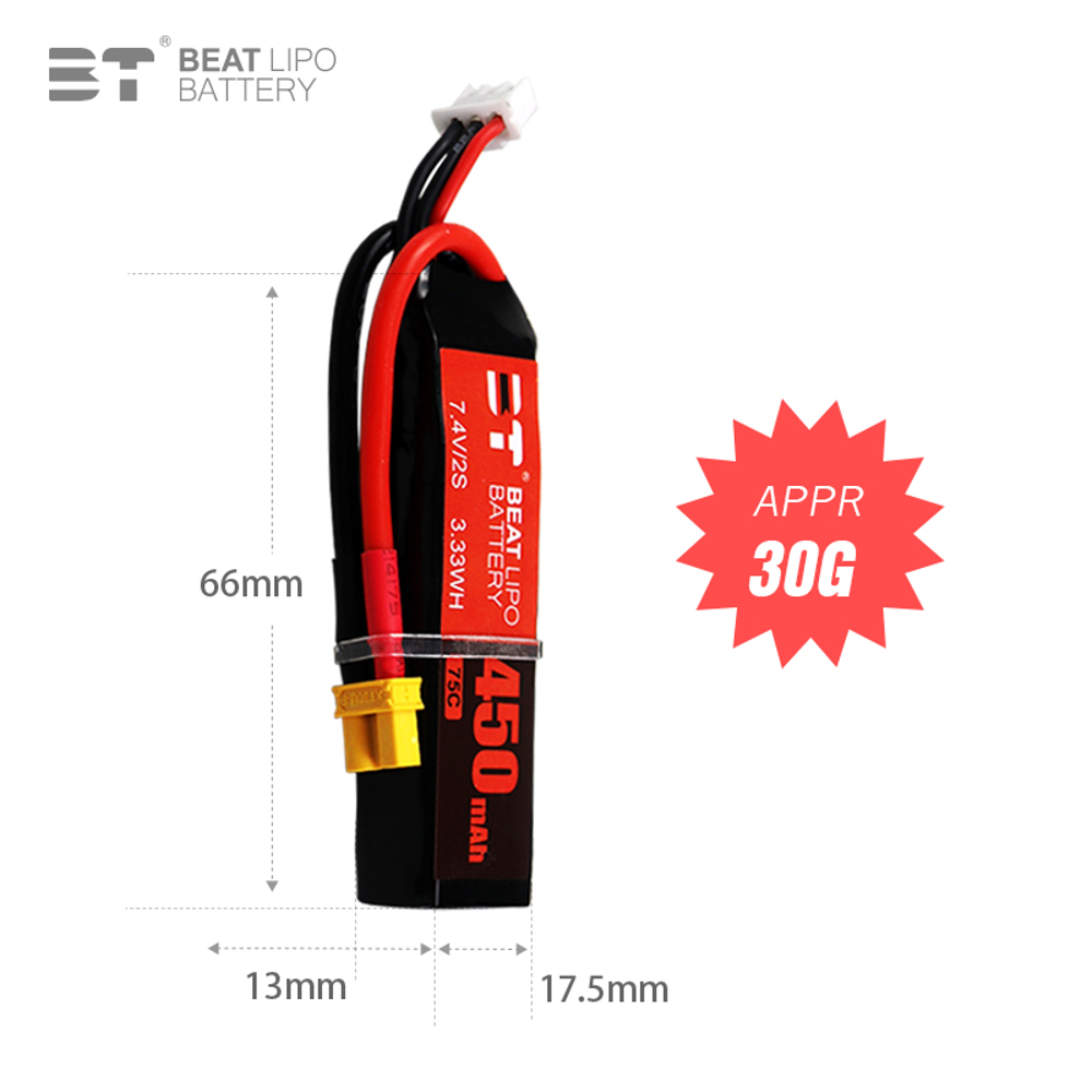BEAT 2S 7.4V 450mAh 75C LiPo B - Drone Battery Li-Ion 评论和价格